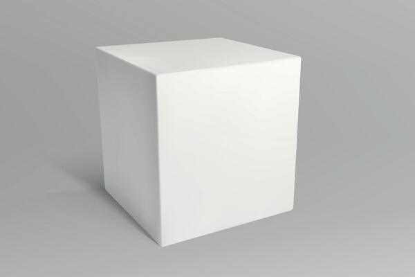3d isometric White cube on gray background