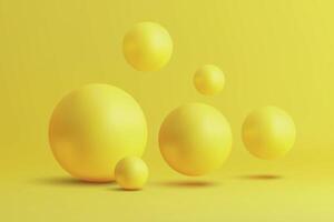 3d Yellow Spheres Arranged on Bright Yellow Background vector