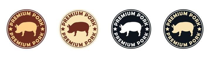 Premium pork Badge Design with Retro Style in Multiple Colors vector