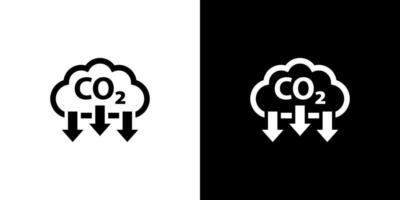 Cloud CO2 Symbol with Down Arrow Icon Set, Reduce Carbon Dioxide Outline Illustrations vector