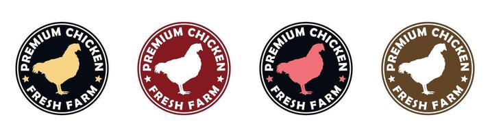 Premium chicken Badge Design with Retro Style in Multiple Colors vector