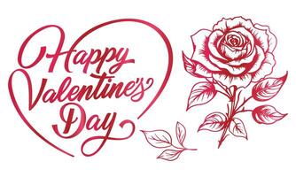Valentine's day greeting card templates with realistic of beautiful rose and heart on background color. vector