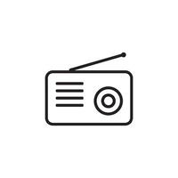 Minimalist Retro Radio Icon with Antenna and Speaker Grille vector