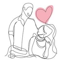 Hand drawn of couple in love with minimal drawing hand drawn woman and man art sketch. vector