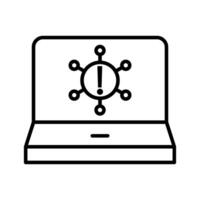 laptop computer with connection icon over white background, line style, illustration vector