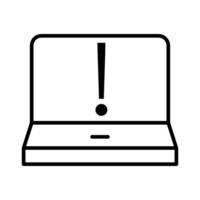 laptop computer with exclamation mark line style icon illustration design vector
