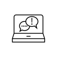 Laptop with speech bubbles line icon, concept illustration, outline symbol, sign, linear symbol. vector