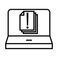 Laptop and document icon. Outline illustration of laptop and document icon for web vector
