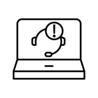 Laptop call center line icon, concept illustration, outline symbol, sign, linear symbol. vector
