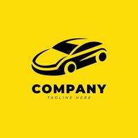 sleek car logo design template on yellow background vector