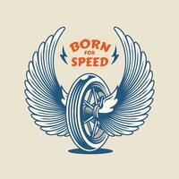 Born for speed logo with wings vector