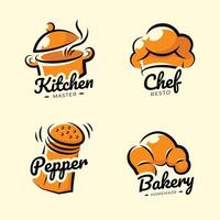 Four different logos for the kitchen, bakery and pepper vector