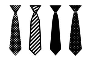 Set of different styles of ties silhouette vector