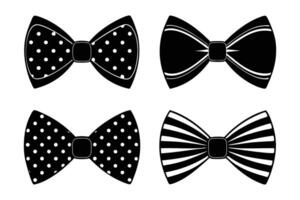 Set of different styles of bow ties silhouette design vector