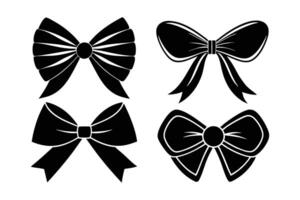Set of different styles of bows silhouette art vector