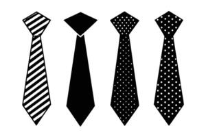 Set of different styles of ties silhouette art vector
