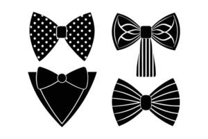 Set of different styles of bow ties silhouette art design vector