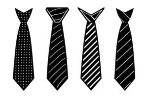 Set of different styles of ties silhouette design vector
