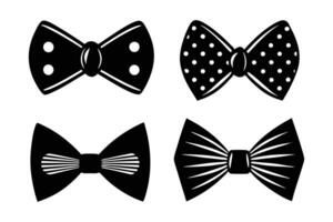 Set of different styles of bow ties silhouette vector