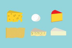 Selection of different types of tasty cheese vector