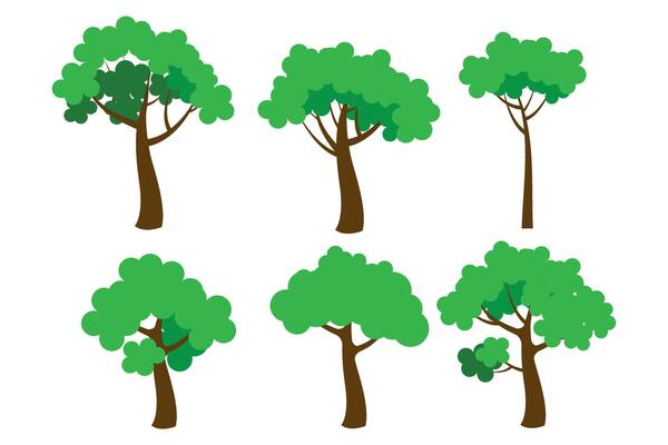 Flat tree icon illustration. Trees forest simple plant silhouette icon. Nature oak organic set design