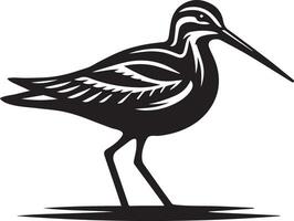Snipe birds plain silhouette illustration, Perfect for nature-inspired projects, wildlife art, and minimalistic designs with a touch of elegance and charm. vector