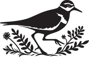 Plover bird silhouette image. Ideal for wildlife art, nature-inspired designs, and creative graphic projects with a minimalist touch. vector