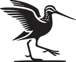 A clean silhouette of a snipe vector