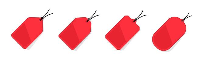 Red Price Tags with String Ties Set vector