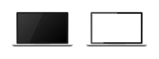 Modern Laptop with Black and White Screens Realistic Set vector
