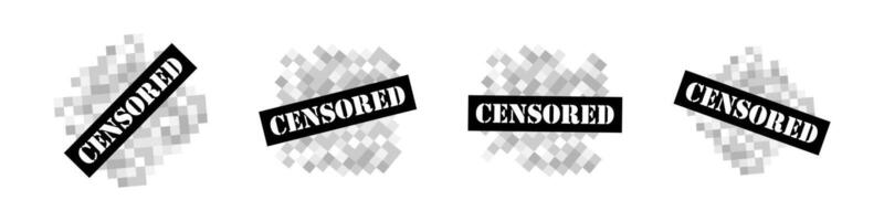 Censored Content Pixelated Icons Set vector