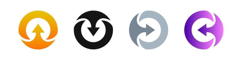Circular Arrows Icon Set for Refresh and Navigation vector