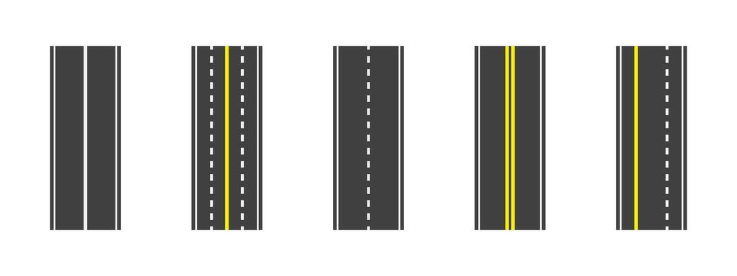 Straight Road Icons with Lane Markings