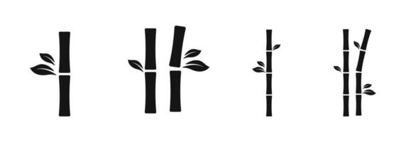 Bamboo Icon Set with Leaves vector