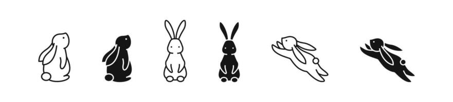 Bunny Icon Set in Various Poses vector