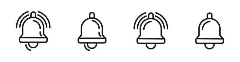 Notification Bell Icons in Line Style vector