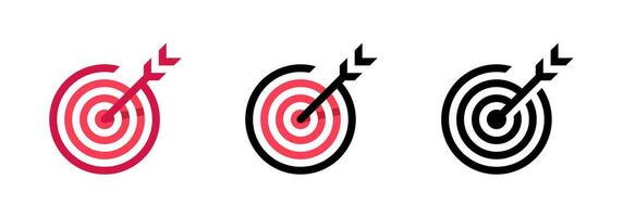 Target and Arrow Icon Set in Red and Black vector