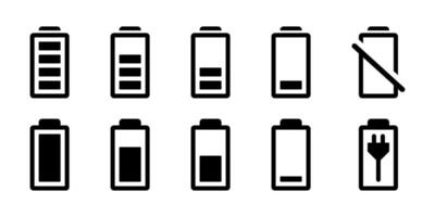 Battery Level and Charging Icon Set vector