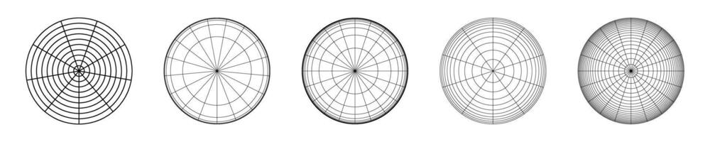 Set of Circular Grid Patterns for Design vector