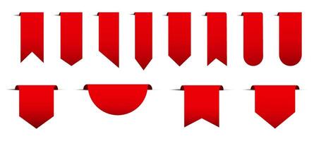 Red Ribbon Banner Styles Collection Set vector