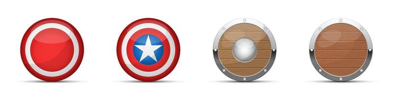 Set of Round Shields with Designs Set vector
