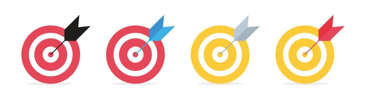 Dartboards with Arrows Hitting the Target Set vector