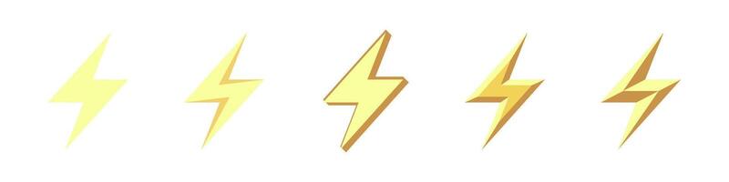 Lightning Bolt Icons in Various Styles Set vector