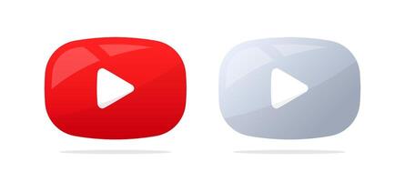 Play Button Icons in Red and Silver Colors Icon Set vector
