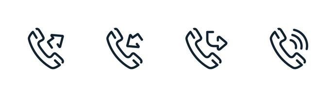 Phone Call Icons with Asrrows and Signals Outline Set vector