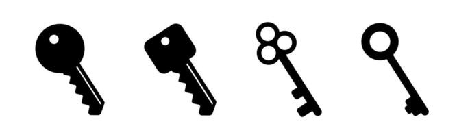 Set of Black Key Icons in Minimal Style vector