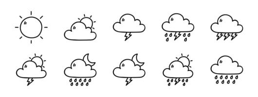 Weather Icon Doodle Set with Various Conditions vector