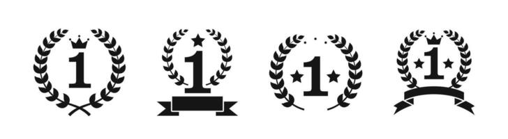 Number One Laurel Wreath Emblems Set vector