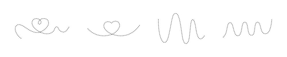 Dashed Line Patterns with Creative Shapes Set vector