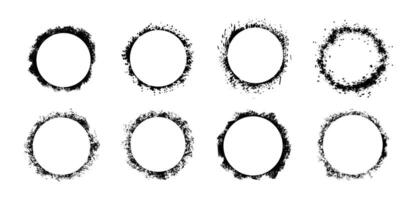 Grunge Circle Frames with Textured Edges Set vector